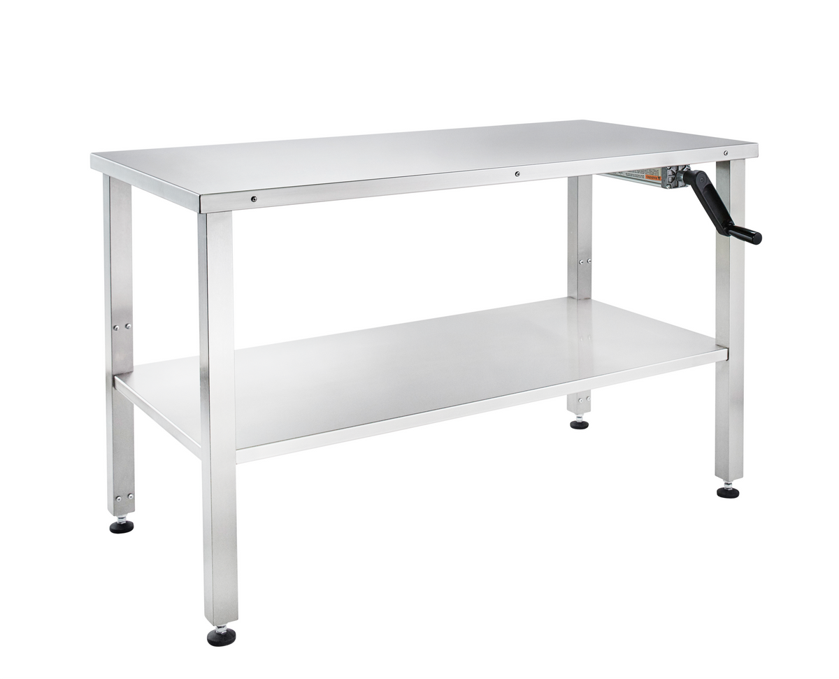 Blickman 7836HYD Hydraulic Height-Adjustable Stainless Steel Instrument Table, 60"W x 30"D, Casters | QuinceMedical.com