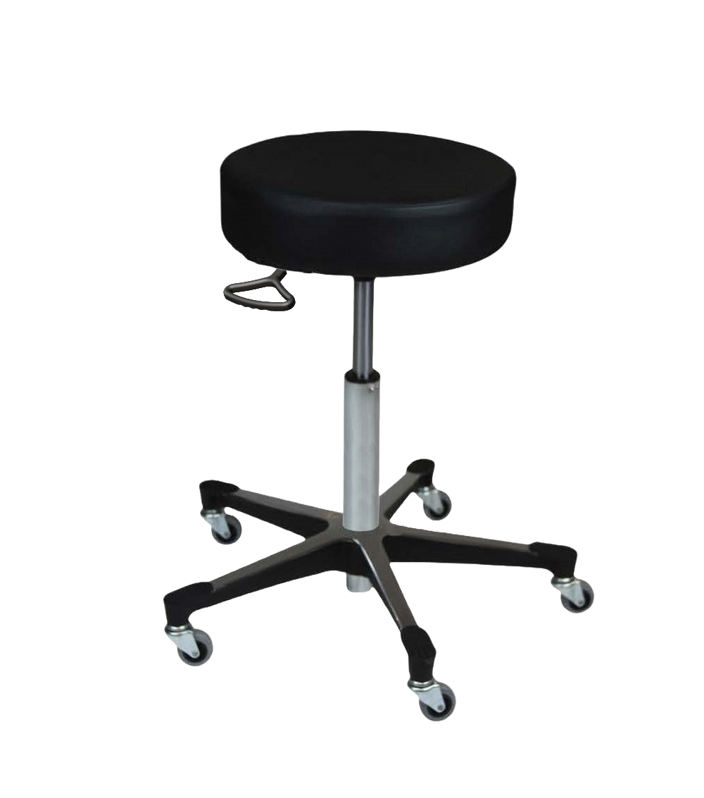 Blickman 1210BLK Hand-Operated Pneumatic Exam Stool, 5-Leg Black Composite Base, No Backrest | QuinceMedical.com