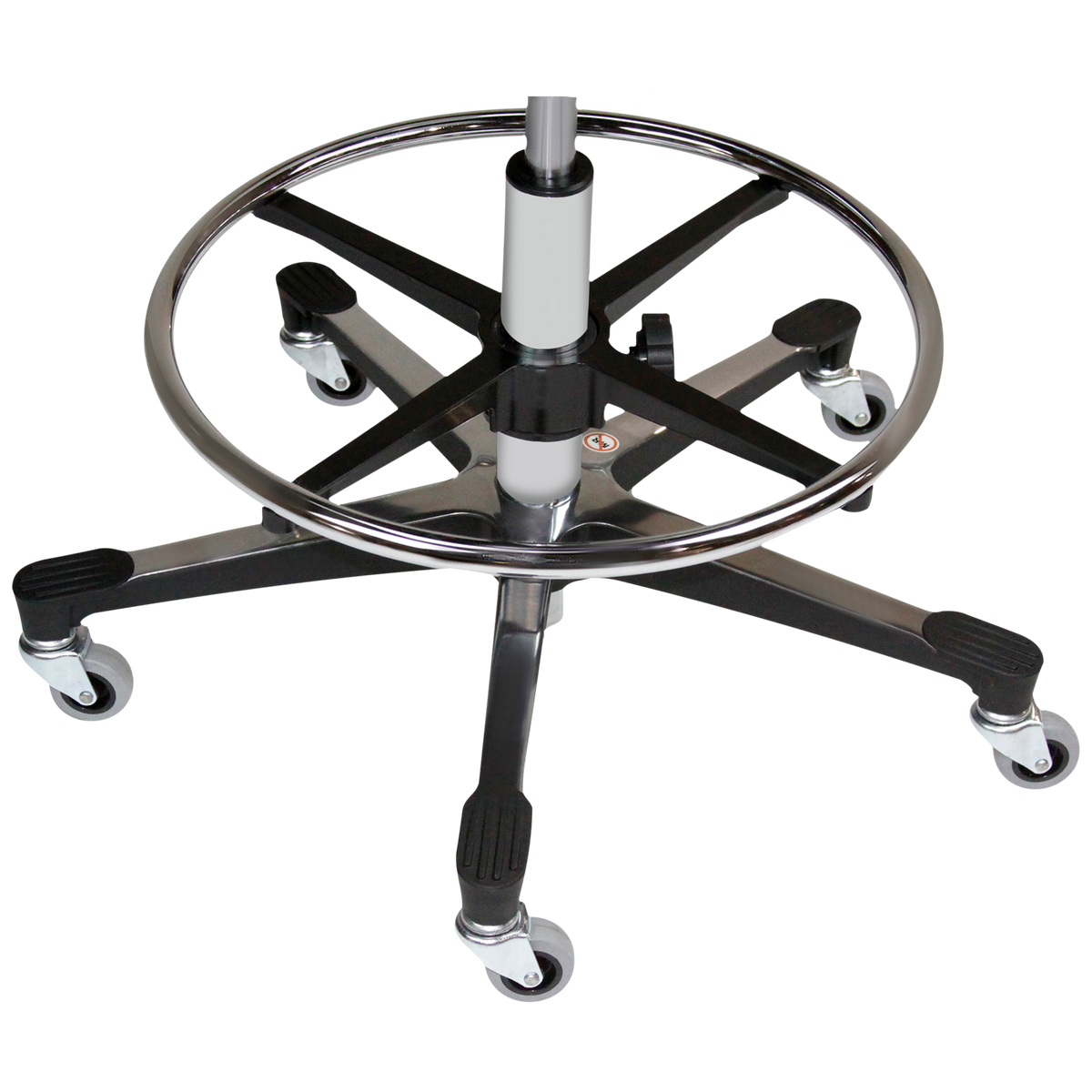 Blickman 1212 Deluxe Pneumatic Exam Stool with Backrest & Foot Ring, Aluminum Base | QuinceMedical.com