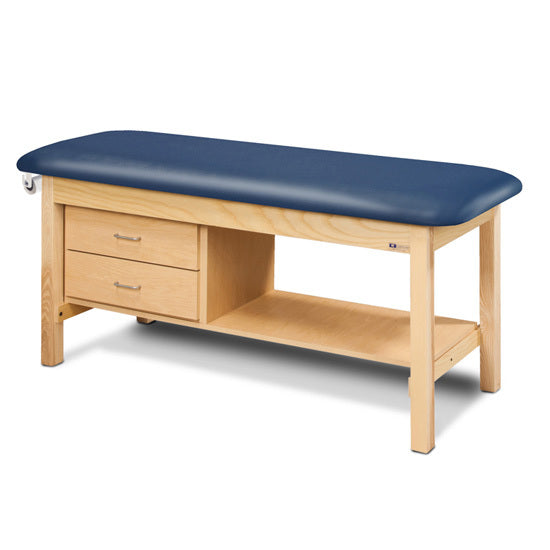 Clinton 1300-E Classic Express Flat Top Treatment Table with Drawers — Royal Blue upholstery
