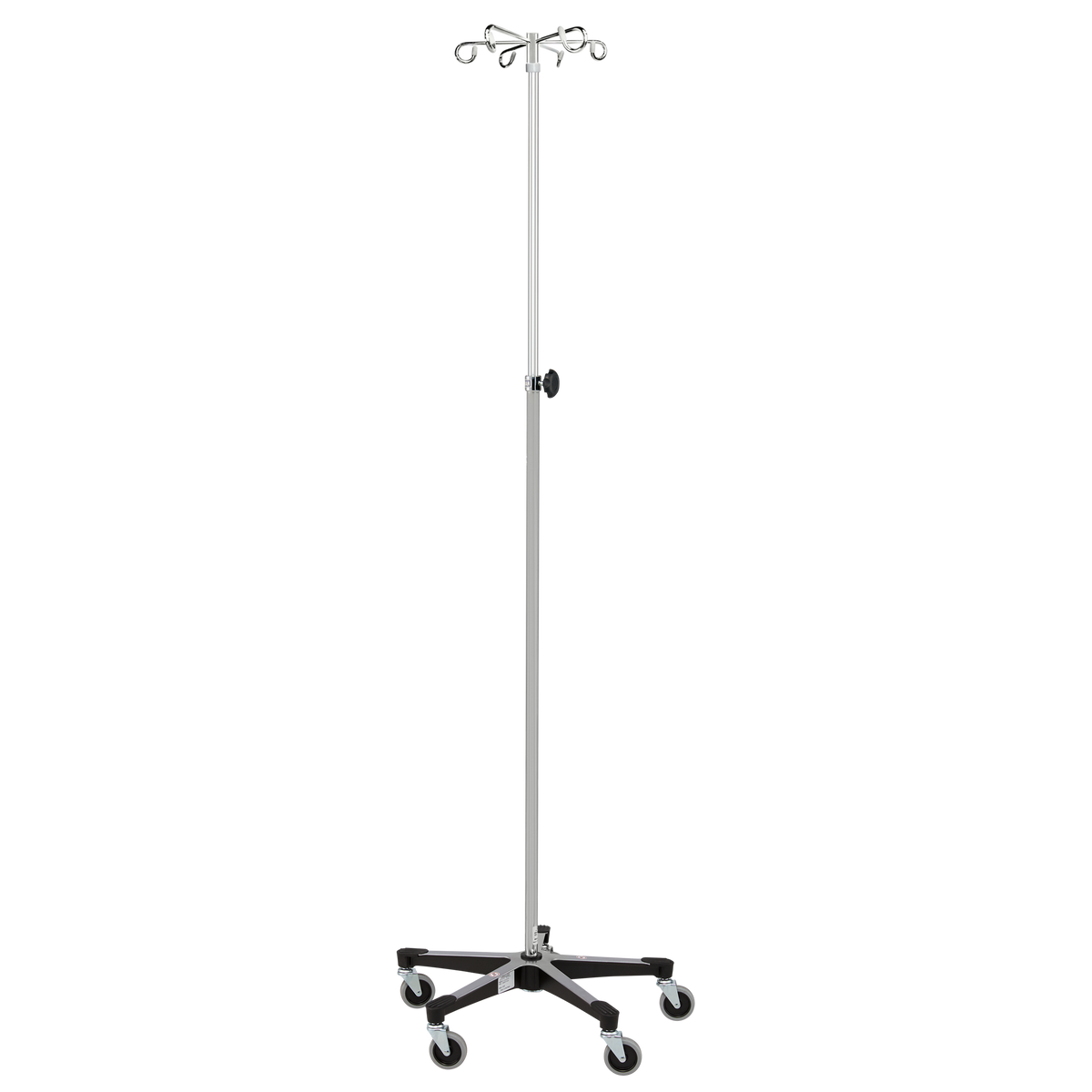 Blickman 1350-6 Heavy-Duty 5-Leg Chrome IV Stand, 3" Rubber Casters, 6 Hooks | QuinceMedical.com