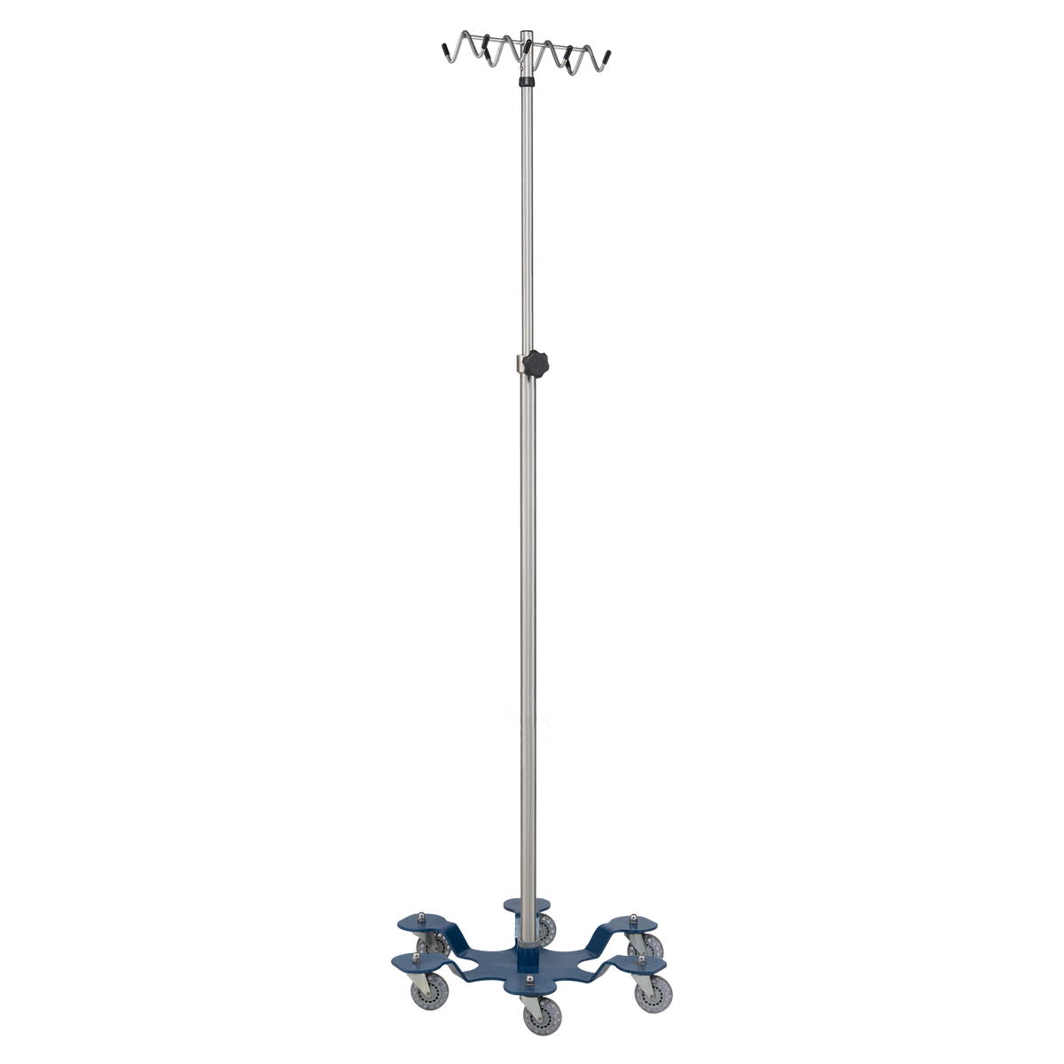 Blickman 1370SS-RH 6-Leg Stainless Steel IV Stand, Powder-Coated Base, 8-Hook Rake | QuinceMedical.com