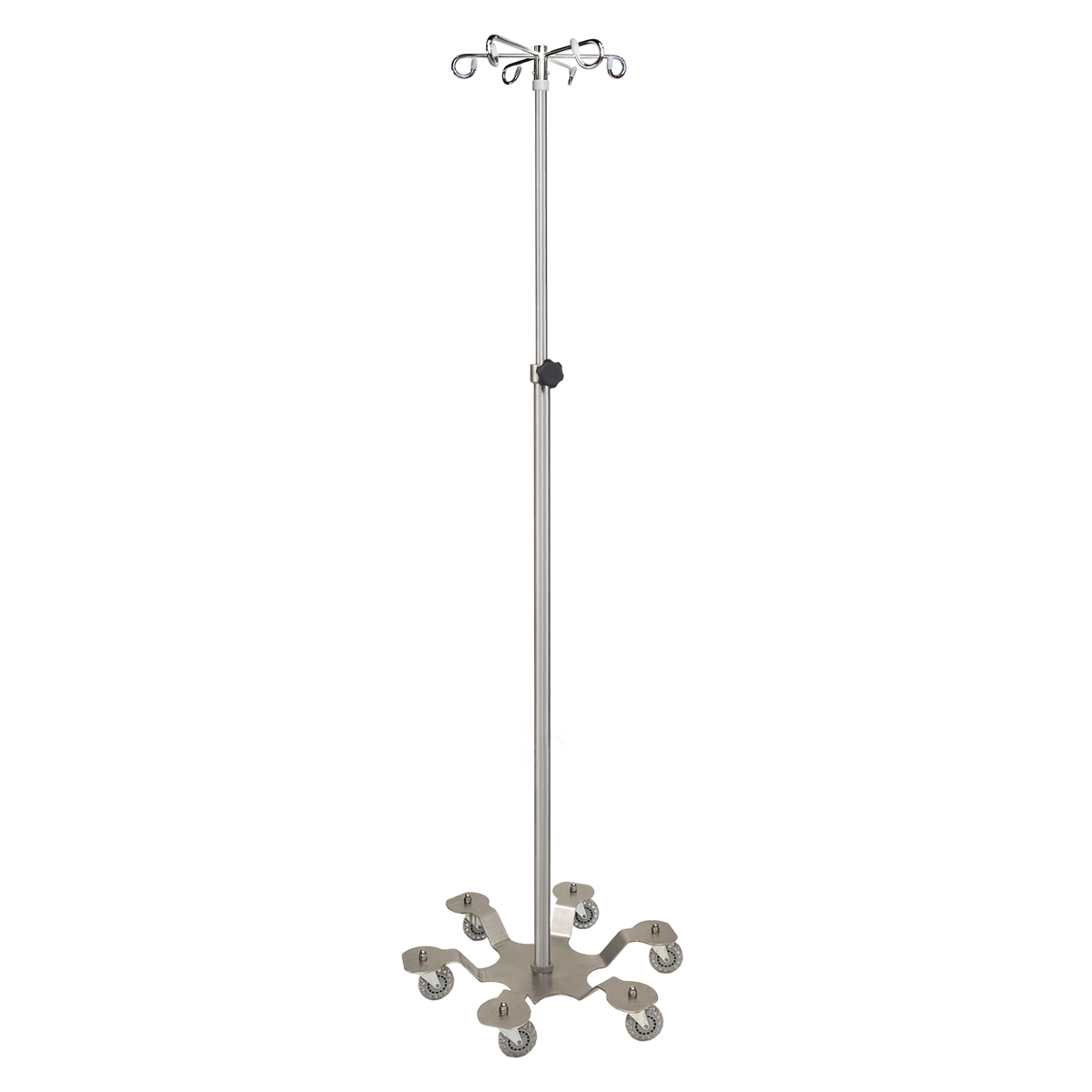 Blickman 1371SS-6 6-Leg Stainless Steel IV Stand, Stainless Base, 6 Hooks | QuinceMedical.com