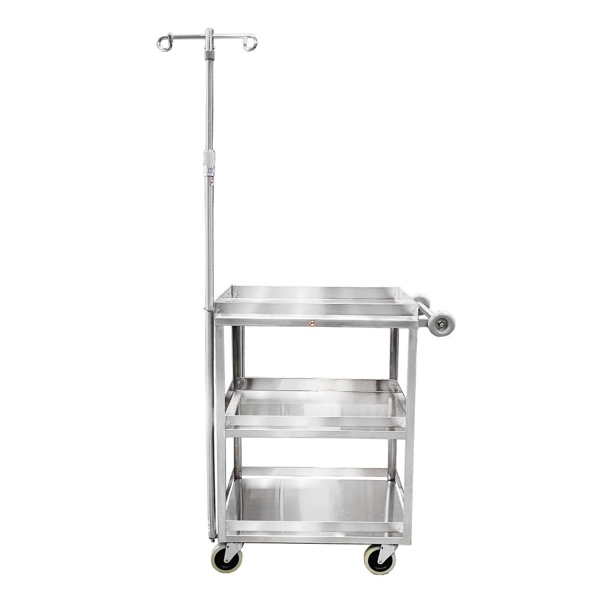 Blickman 7534SS-GR4-IV Light Duty Stainless Steel Utility Cart, 6 Guardrails and IV Pole Attachment | QuinceMedical.com