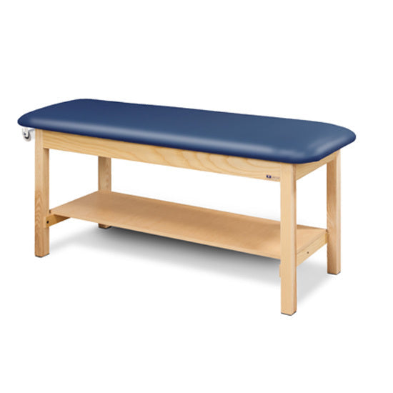 Clinton 200-E Classic Express Flat Top Treatment Table with Full Shelf — Royal Blue upholstery
