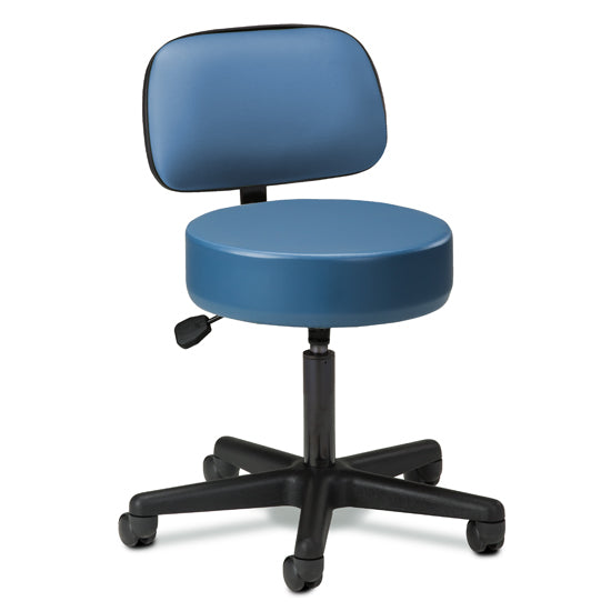 Clinton 2135-21 Black Base, 5-Leg, Pneumatic Stool with Backrest | QuinceMedical.com