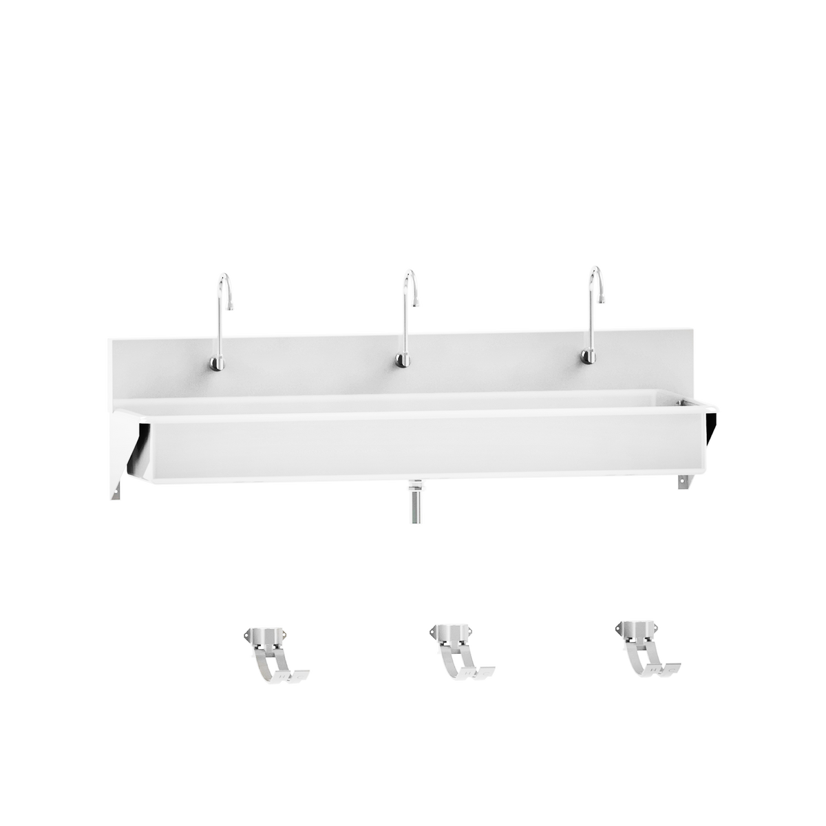 Blickman 7880SS-FO Windsor 3-Station Wall-Mounted Surgical Scrub Sink, Foot Action Control | QuinceMedical.com