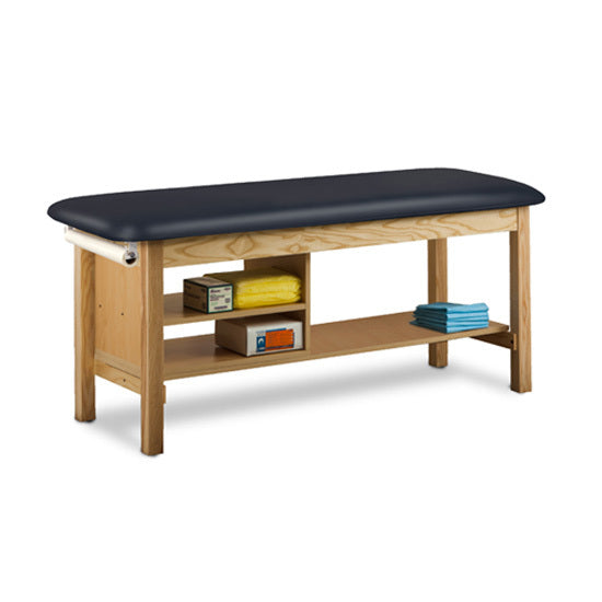 Clinton 300-E Classic Express Flat Top Treatment Table with Shelving — Black upholstery
