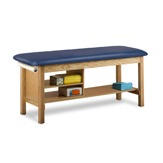 Clinton 300-E Classic Express Flat Top Treatment Table with Shelving — Royal Blue upholstery