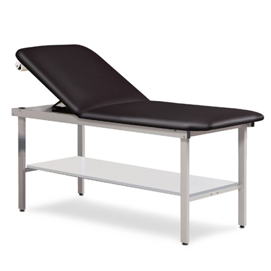 Clinton 3020-E Alpha Express Treatment Table with Full Shelf — Black upholstery