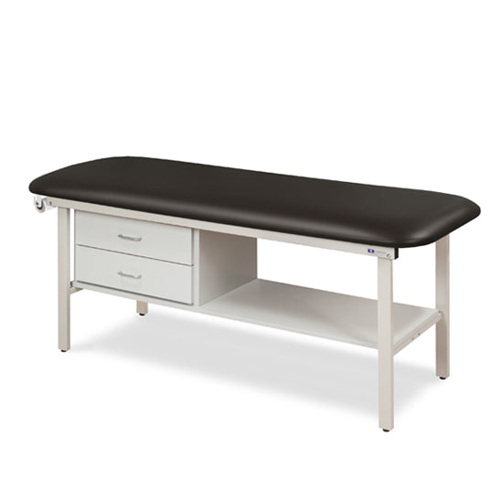 Clinton 3130-E Alpha Express Flat Top Treatment Table with Drawers — Black upholstery
