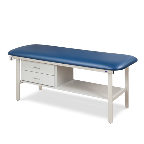 Clinton 3130-E Alpha Express Flat Top Treatment Table with Drawers — Royal Blue upholstery