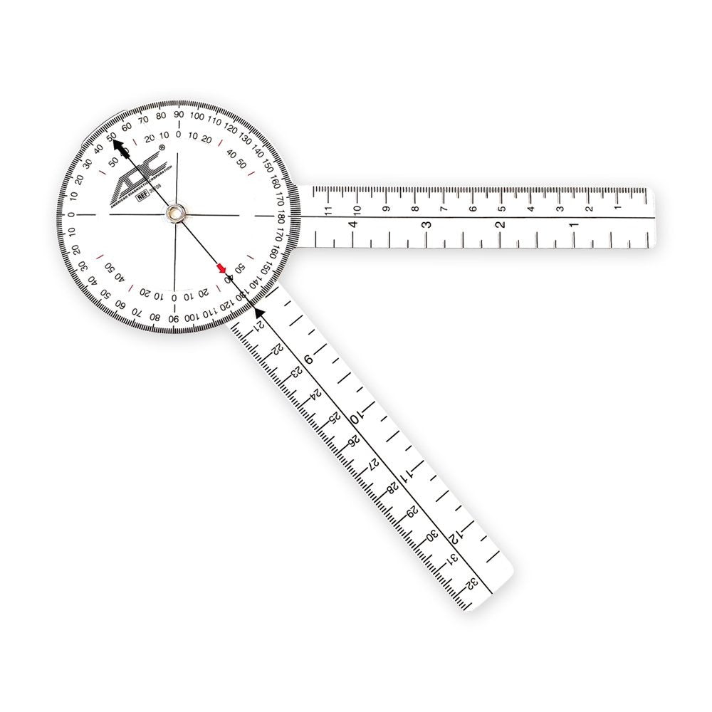 Multi-Use Goniometer, 8", 360-degree Head with 2 Calibrated Scales, Arm with Linear Scale in Inches Centimeters, Latex-Free