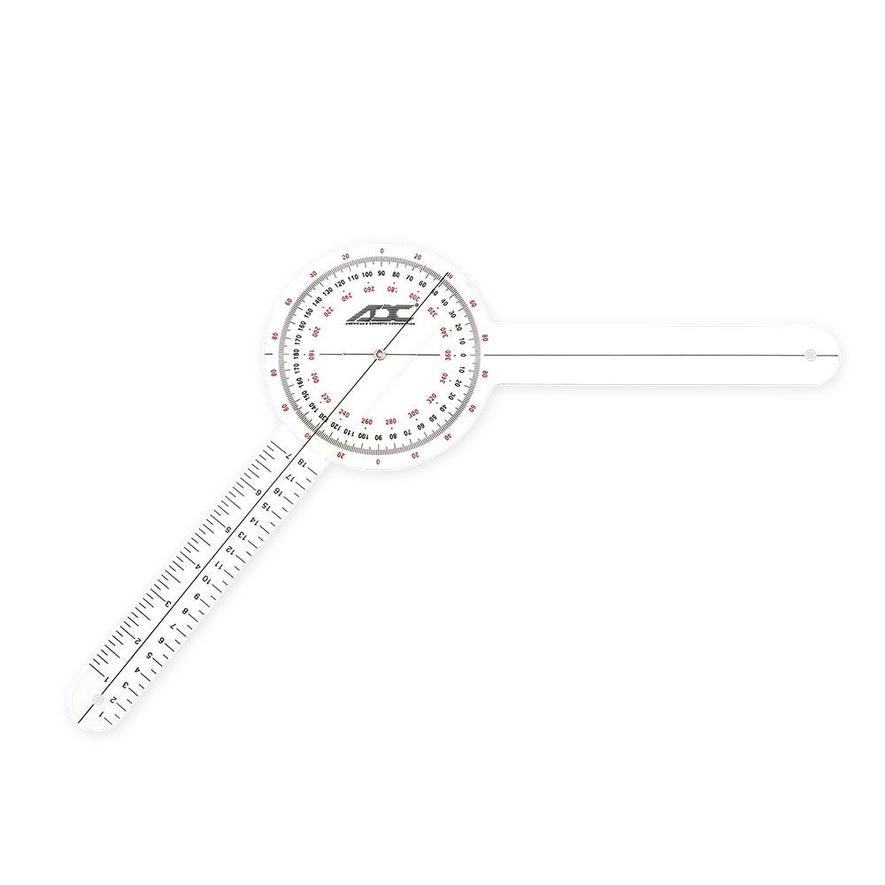 Multi-Use Goniometer, 12", 360-degree Head with 3 Calibrated Scales, Arm with Linear Scale in Inches Centimeters, Latex-Free