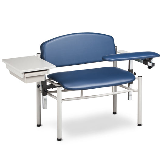 Clinton 6069-U SC Series, Extra-Wide, Padded, Blood Draw Chair w/ Padded Flip Arm and Drawer | QuinceMedical.com
