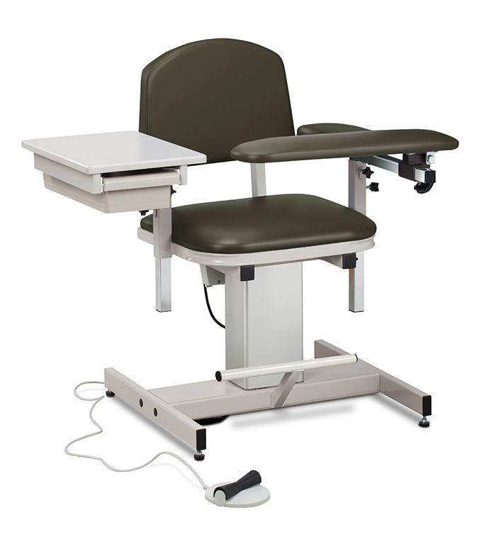 Clinton 6342 Power Series, Blood Drawing Chair with Padded Flip Arm and Drawer | QuinceMedical.com