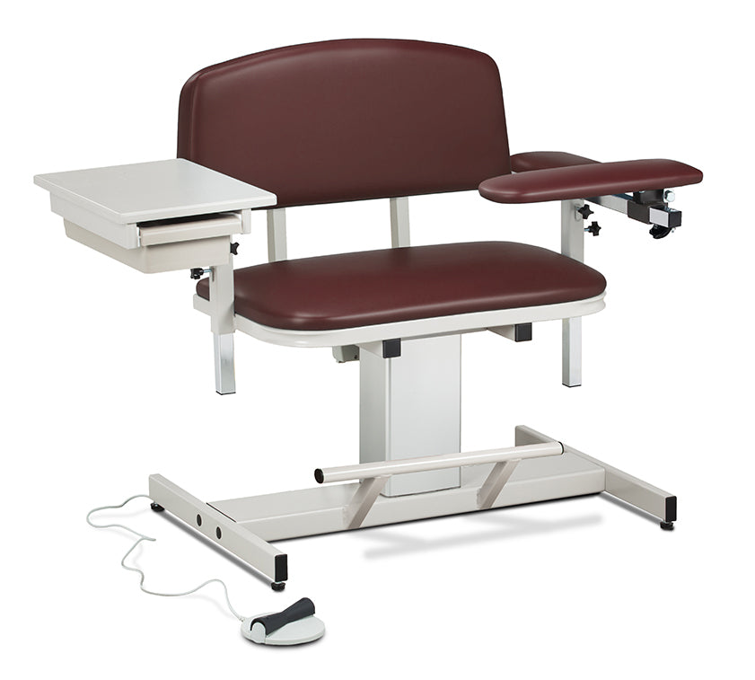 Clinton 6352 Power Series, Extra-Wide, Blood Drawing Chair with Padded Flip Arm and Drawer | QuinceMedical.com