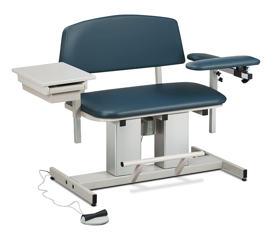 Clinton 6362 Power Series, Bariatric, Blood Drawing Chair with Padded Flip Arm and Drawer | QuinceMedical.com