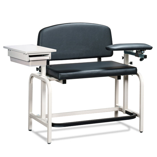 Clinton 66092B Lab X Series, Heavy-Duty, Extra-Tall, Draw Chair w/Padded Flip Arm and Drawer | QuinceMedical.com