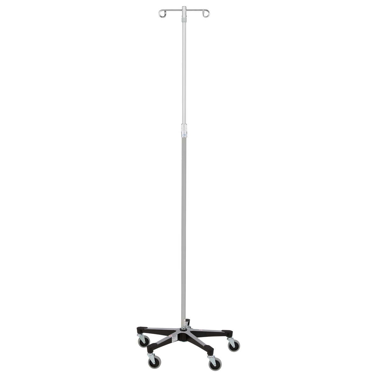 Blickman 7792SS 5-Leg Stainless Steel IV Stand, Twist Lock, 74"-110" Tall, 2 Hooks | QuinceMedical.com