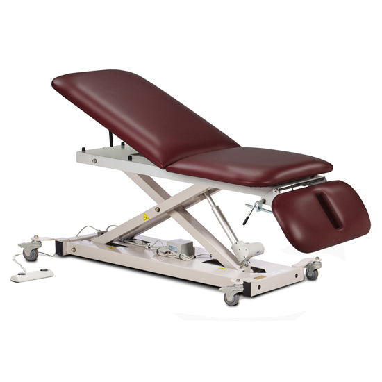 Clinton 82307 Power 400, Open Base, Power Table with Adjustable Backrest, Drop Section & Casters | QuinceMedical.com