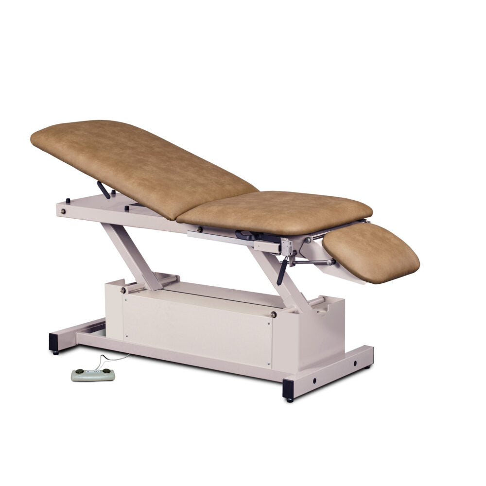 Clinton 87360 Power-Glide, Hi-Lo, Treatment Table with Adjustable Backrest, Footrest & Stirrups