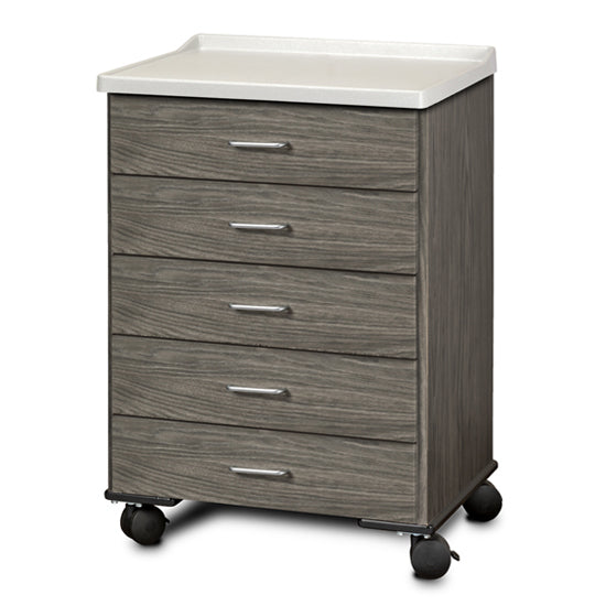 Clinton 8950-AF Fashion Finish, Molded Top, Mobile Treatment Cabinet with 5 Drawers | QuinceMedical.com