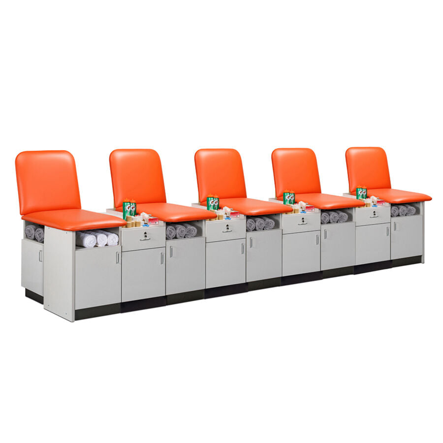 Clinton 9599-48 48" Cabinet-style, 5-Seat, Taping Station with Backrests