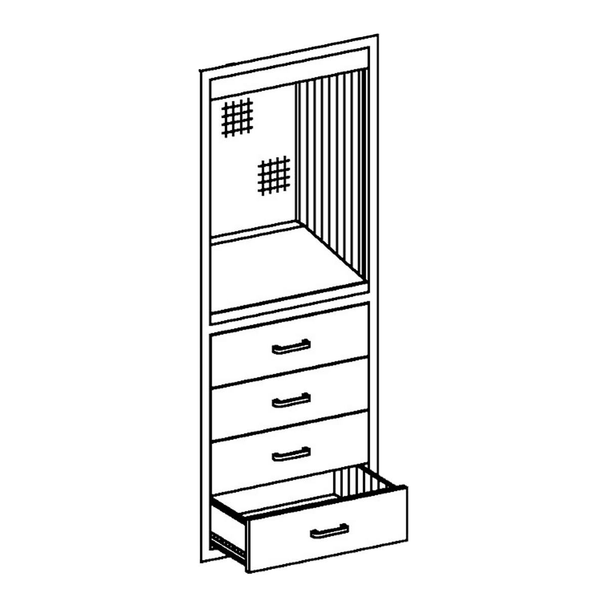 Blickman DC24 Recessed Stainless Steel Console Desk Cabinet with 4 Drawers & Sloped Writing Surface, 24"W | QuinceMedical.com