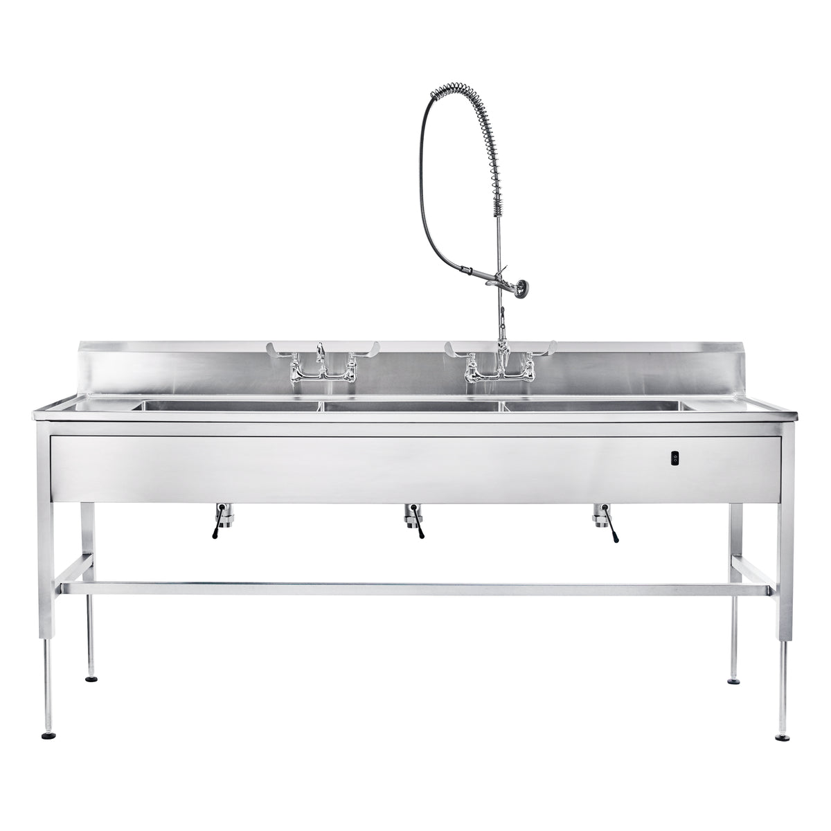 Blickman DSHY30 Hydraulic Decontamination Station, 3 Sinks, Deck-Mount Faucets, 116"W | QuinceMedical.com