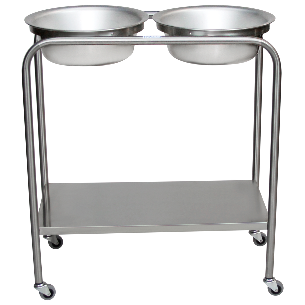 Blickman 7808SS-HB Snyder Double Basin Stainless Steel Solution Stand with H-Brace | QuinceMedical.com