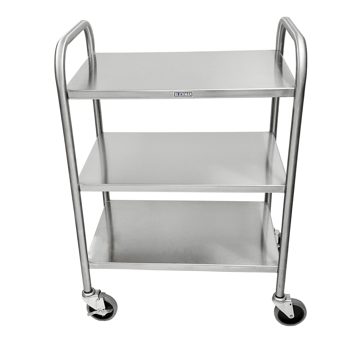 Blickman 7536SS Medium Duty Stainless Steel Utility Cart with End Rails, 3 Shelves | QuinceMedical.com