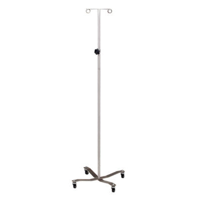 Clinton IVS-31 Economy Stainless Steel IV Pole with Welded 2-Hook Top | QuinceMedical.com