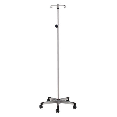 Clinton IVS-352 Stainless Steel, Five-Leg, 2-Hook IV Pole | QuinceMedical.com