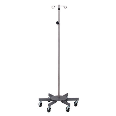 Clinton IVS-7332 Stainless Steel, Six-Leg, 2-Hook IV Pole | QuinceMedical.com