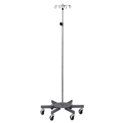 Clinton IVS-7334 Stainless Steel, Six-Leg, 4-Hook IV Pole | QuinceMedical.com