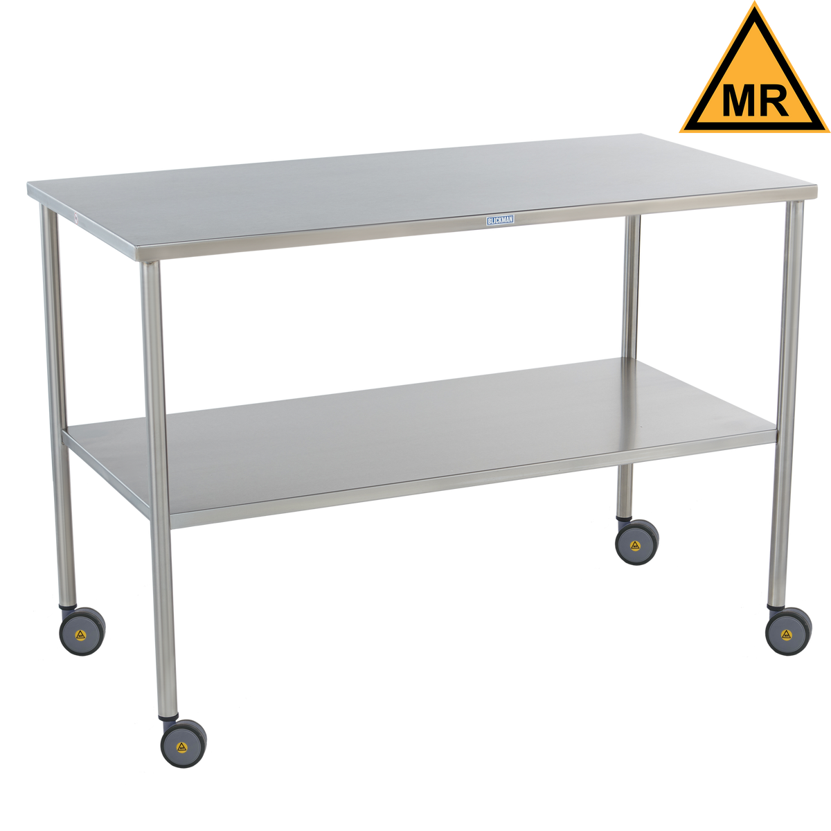 Blickman 7829MR Howard MR Conditional Stainless Steel Instrument Table with Lower Shelf, 30"W x 16"D | QuinceMedical.com