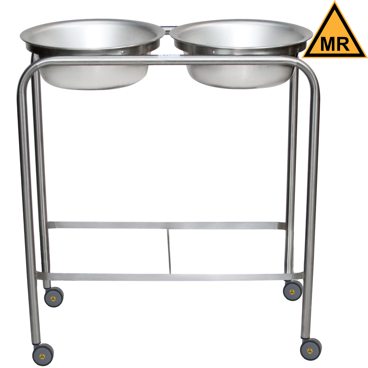 Blickman 7808MR-HB Snyder MR Conditional Double Basin Solution Stand with H-Brace | QuinceMedical.com