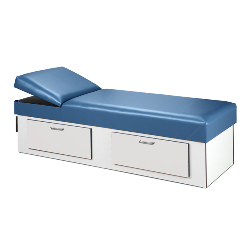 Clinton 3713 Upholstered Apron Couch with Double Drawer Storage | QuinceMedical.com