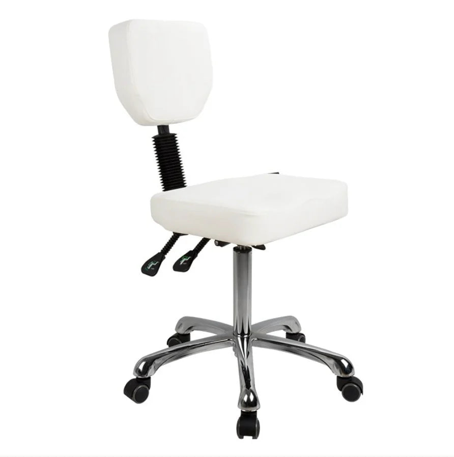 SilverFox Contoured Rolling Stool with Back Support