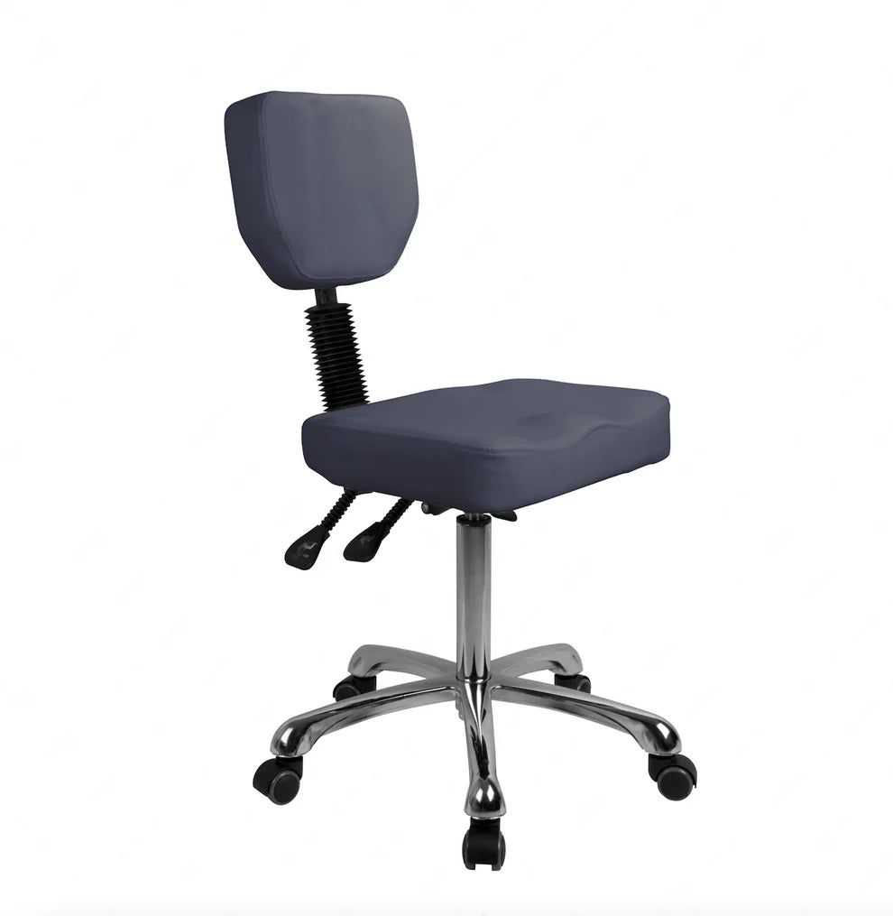 SilverFox Contoured Rolling Stool with Back Support