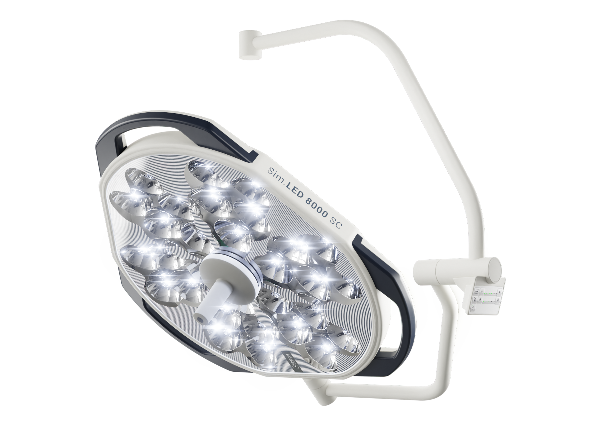 Sim.LED 500, Single Light, 2x 32" Monitor Arm, Ceiling