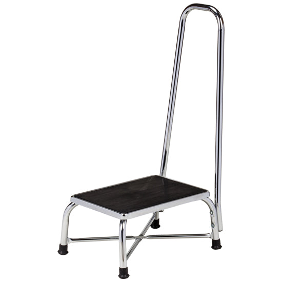 Clinton T-6250 Large Top, Heavy-Duty, Chrome, Step Stool with Handrail | QuinceMedical.com