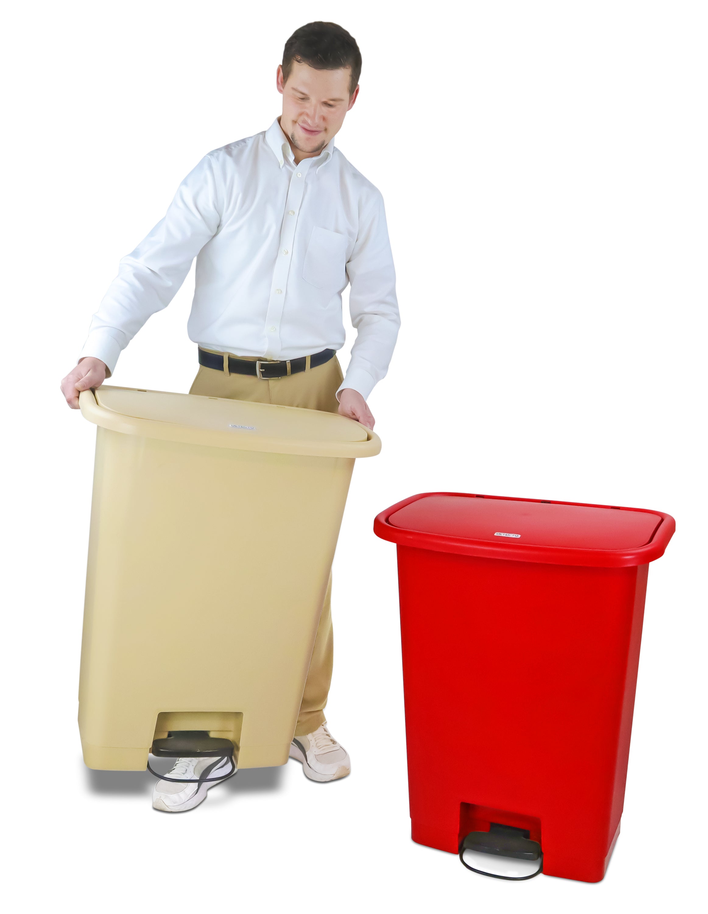 Waste Mate Plastic Waste Receptacle, 18 Gallon, Beige