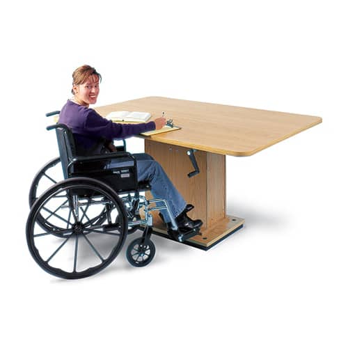 Hausmann 48″x60″ Height Adjustable Crank Hydraulic Work Table | QuinceMedical.com