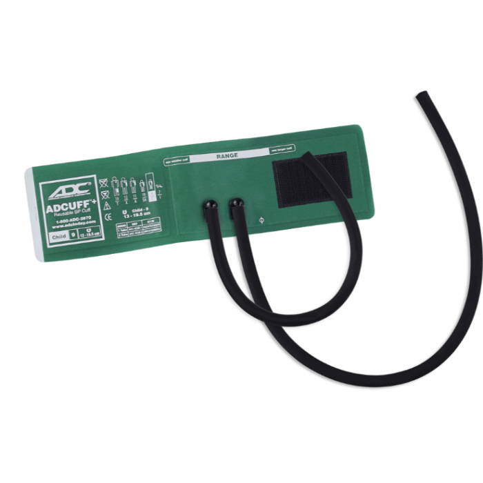 ADCUFF®+, 1-Piece Cuff, 2 Tube Child, Green, Latex-Free (LF)