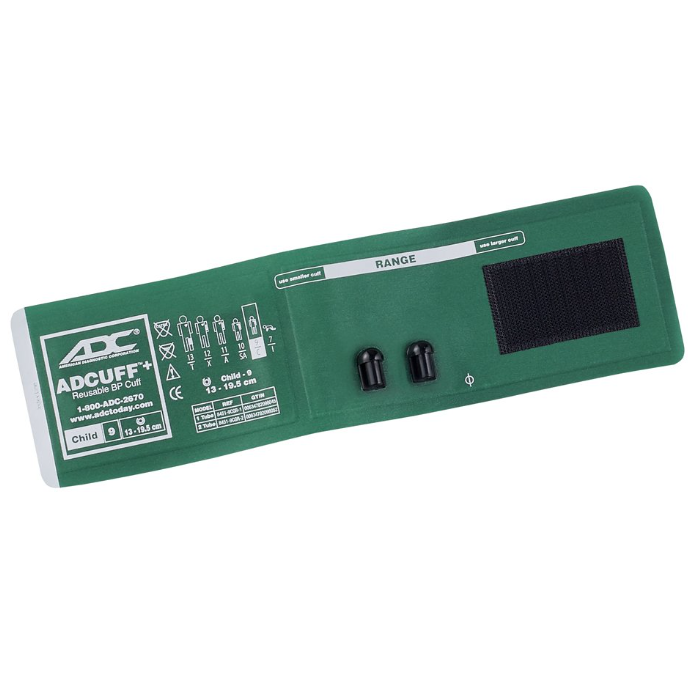 ADCUFF®+, 1-Piece Cuff, 2 Tube Child, Green, Latex-Free (LF)
