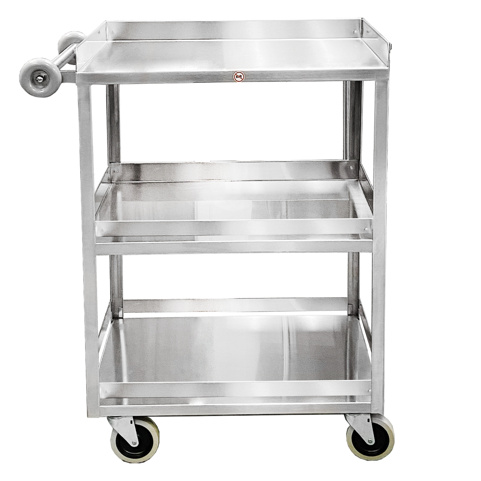 Blickman 7534SS-GR Light Duty Stainless Steel Utility Cart, 3 Shelves with 5 Guardrails | QuinceMedical.com