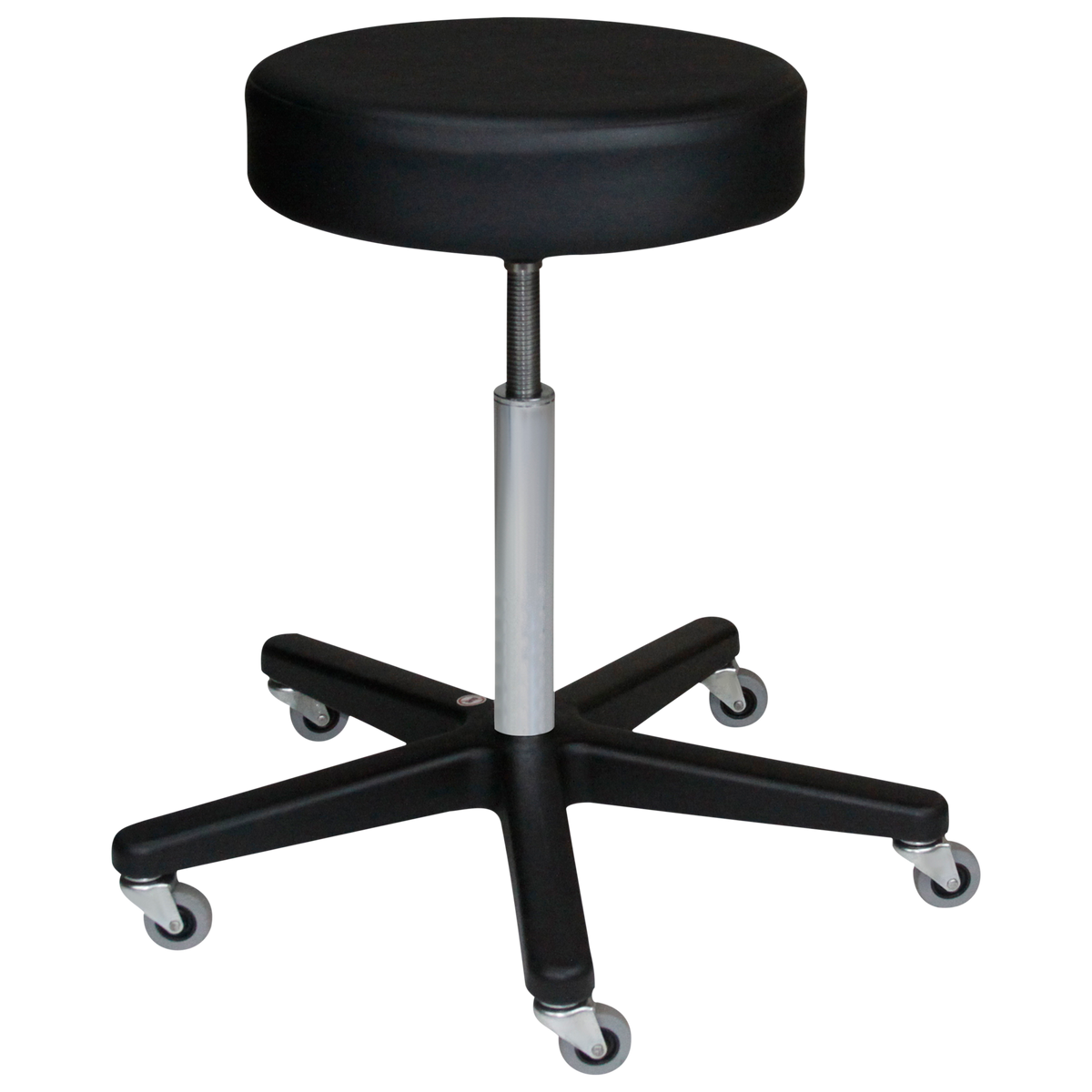 Blickman 1113WB-BLK Spindle Adjusted Exam Stool with Backrest, 5-Leg Black Composite Base | QuinceMedical.com