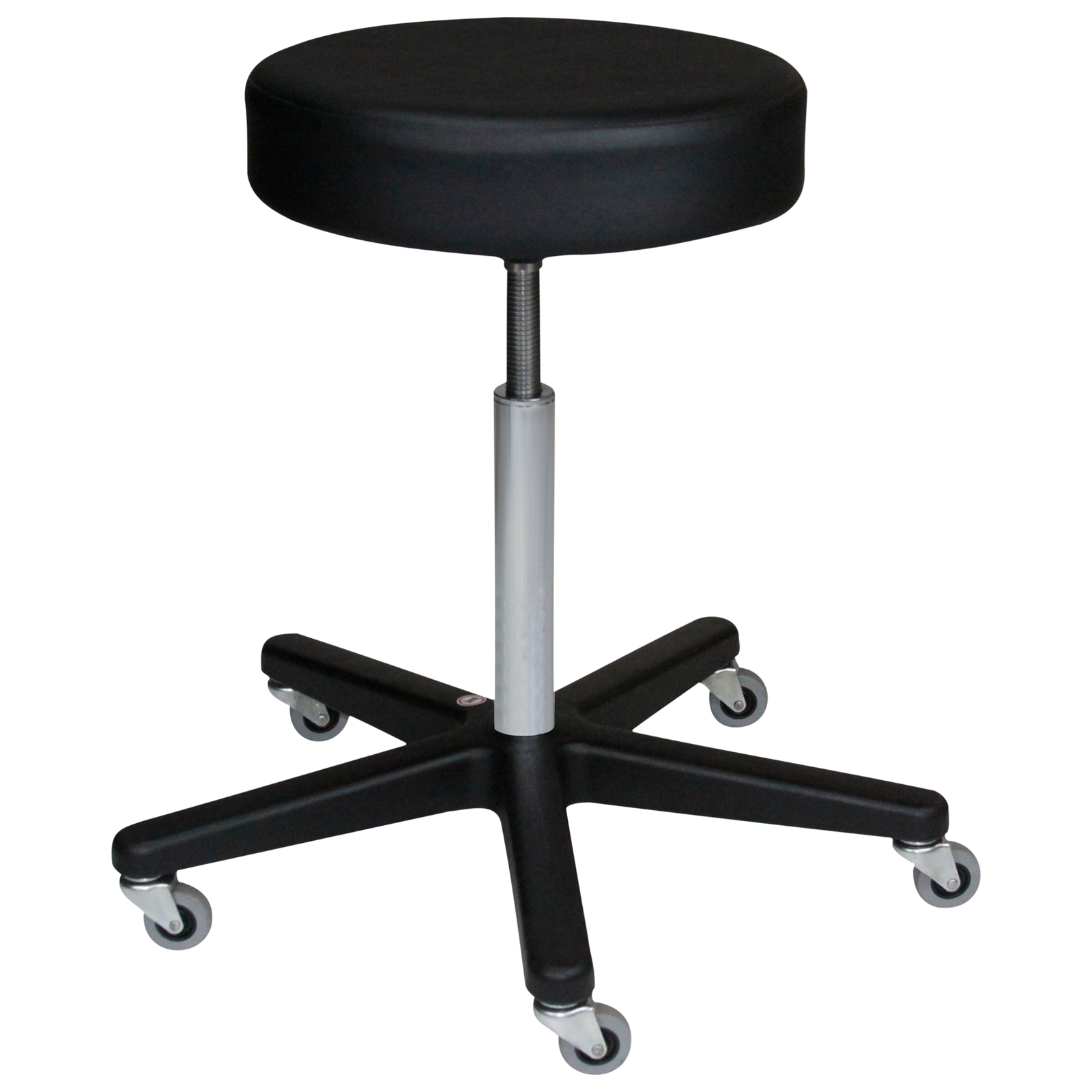 Blickman 1113WB-BLK Spindle Adjusted Exam Stool with Backrest, 5-Leg Black Composite Base | QuinceMedical.com